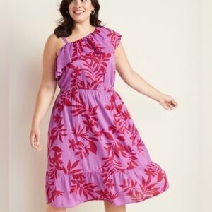 Old Navy Dresses | Old Navy One Shoulder Pink Floral
Tropical Midi Dress